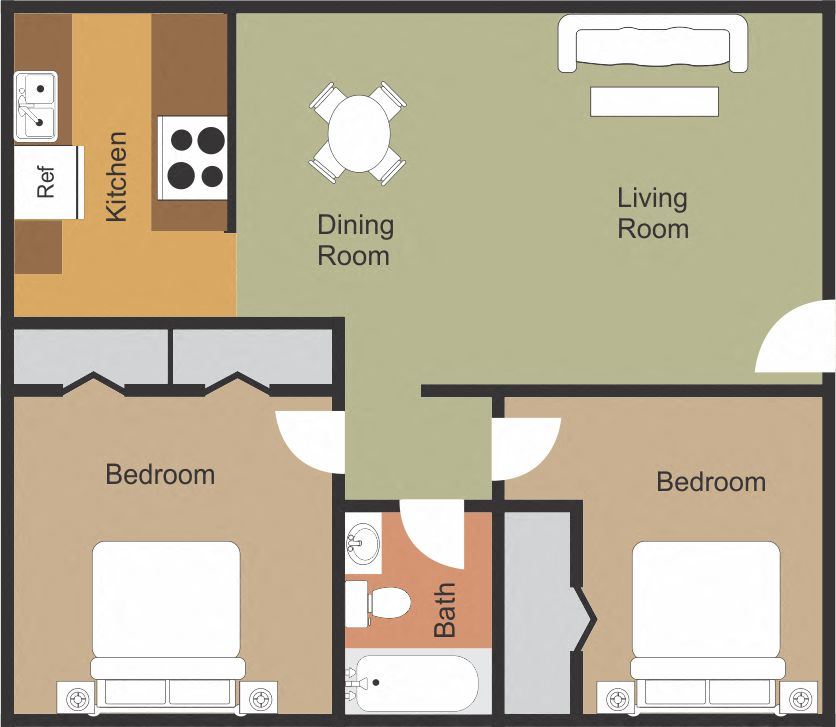 2 Bed 1 Bath A